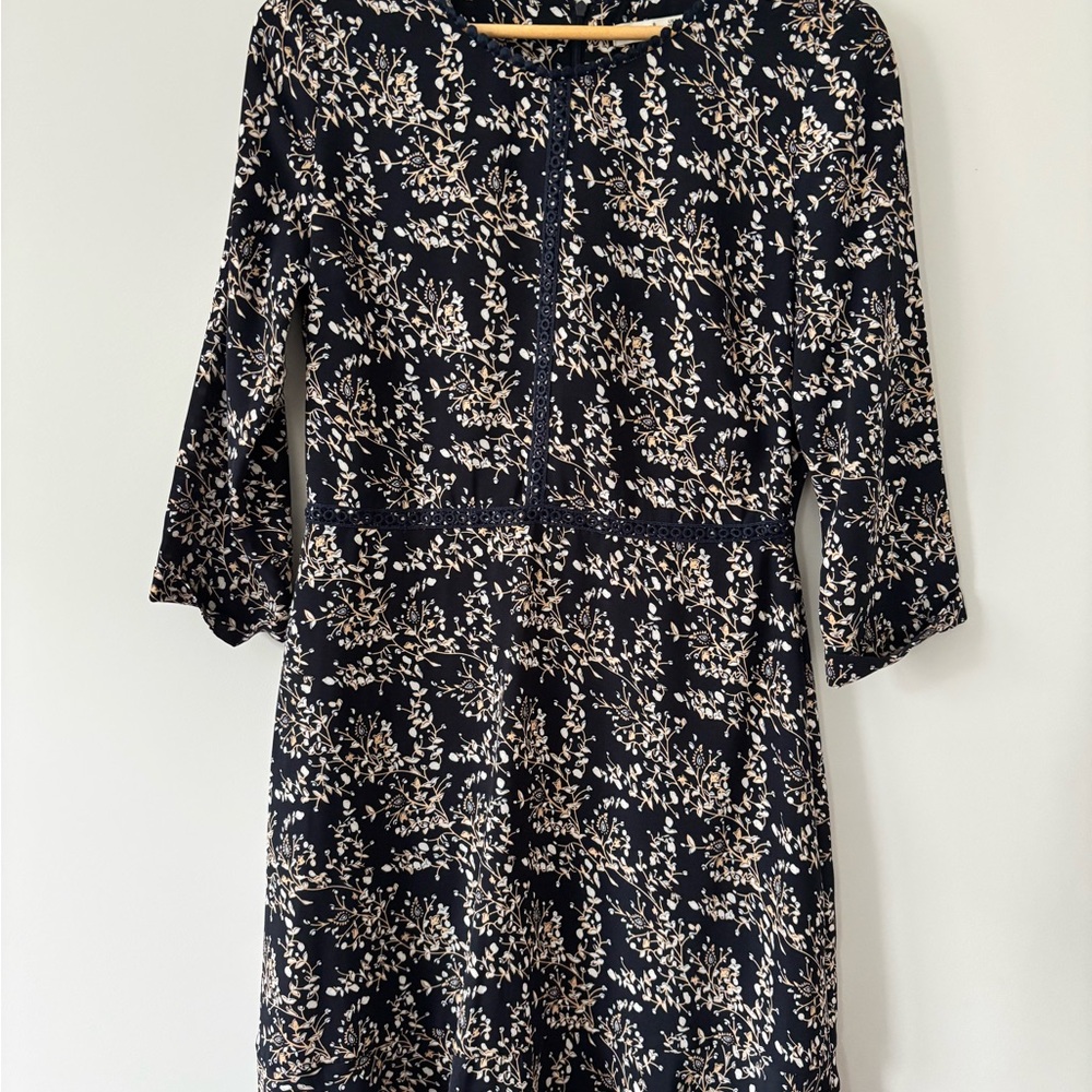 Elegant Black and Cream Floral Dress